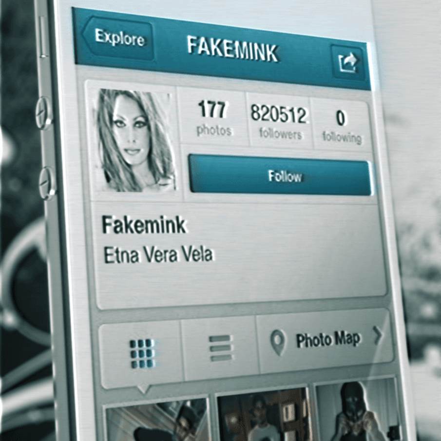 Fakemink instagram on a 3D phone