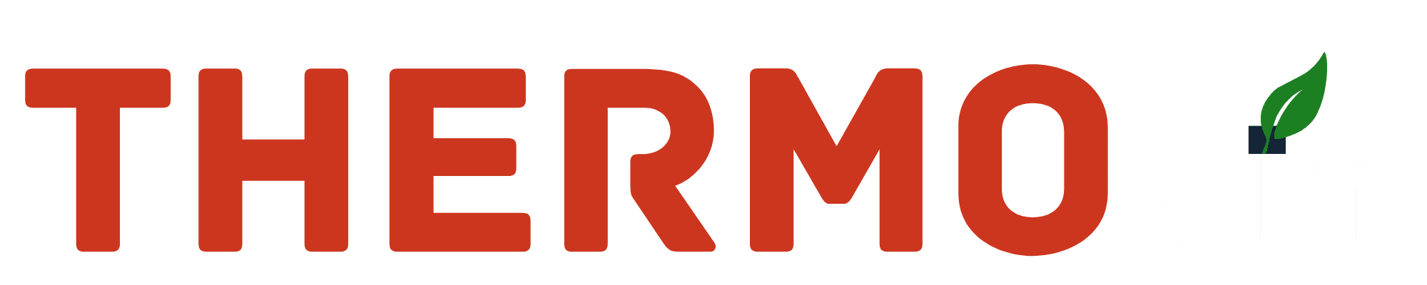 Logo THERMOslim, Variante rote Schrift mit Kombination weiß und grün.