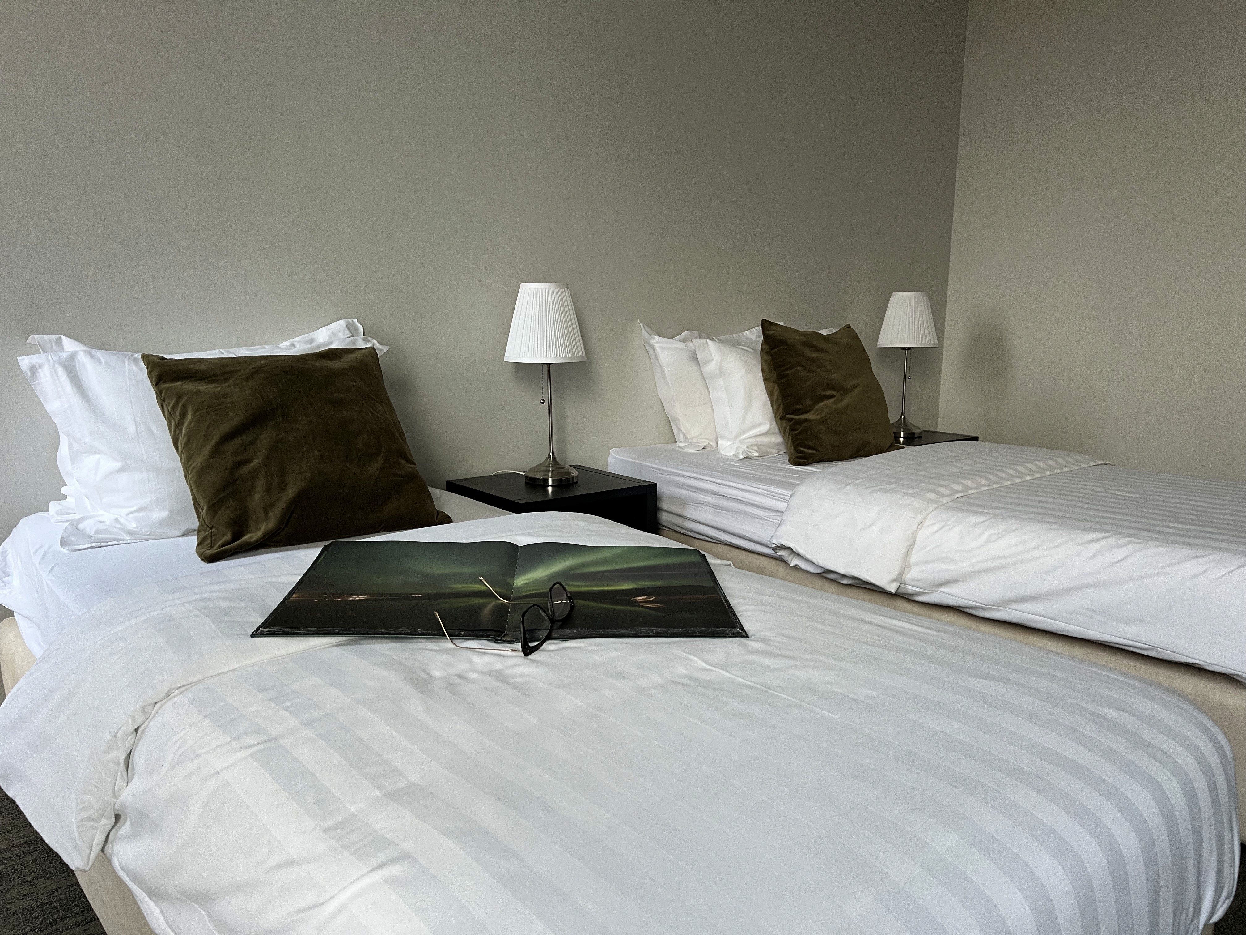 Twin Bed at Hotel Bifröst with mountain view