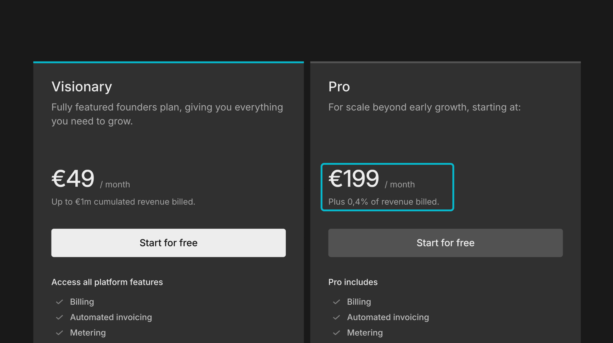 Example of Meteroid's hybrid pricing strategy