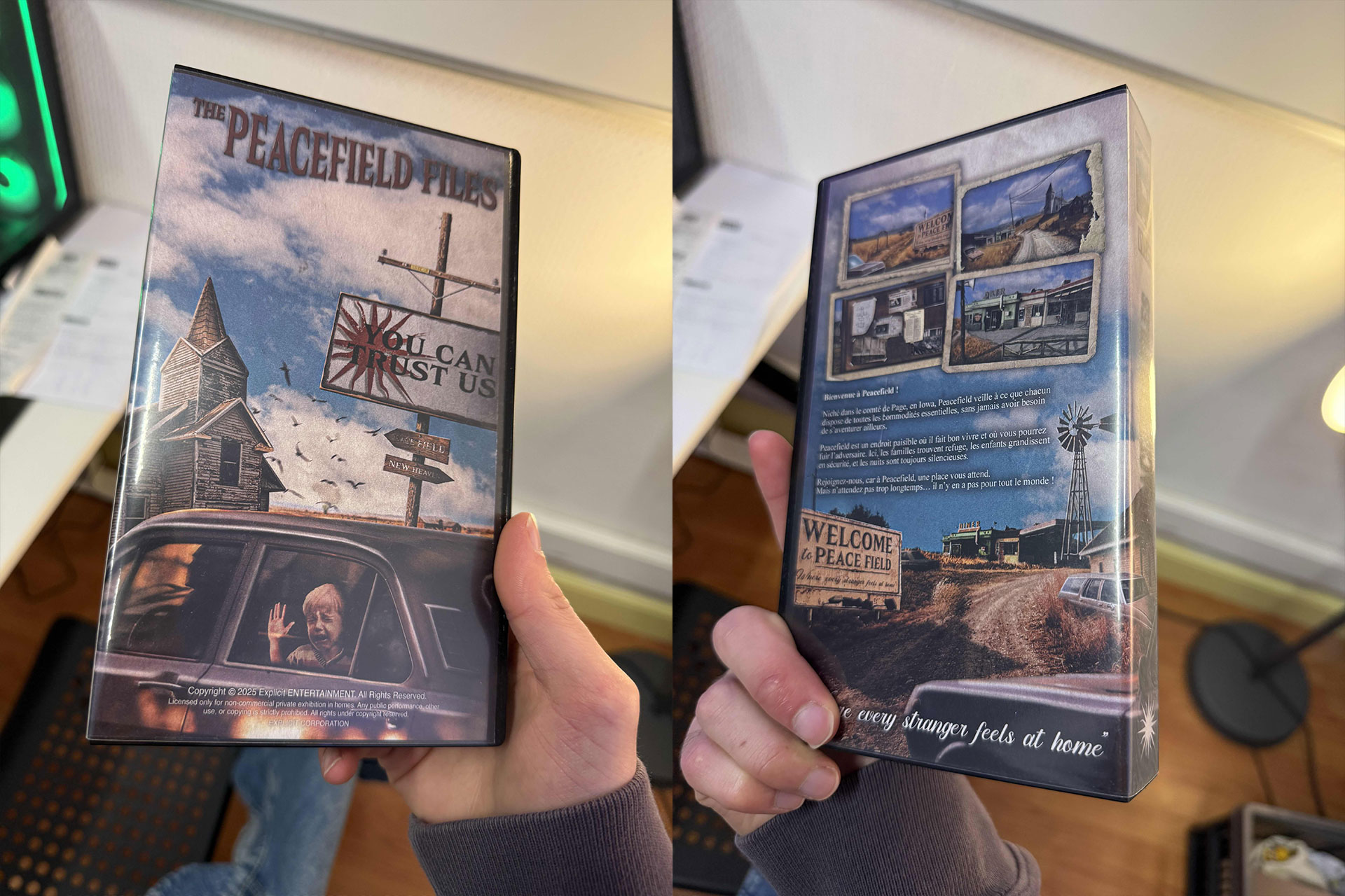 An orange cube-shaped side table is shown.