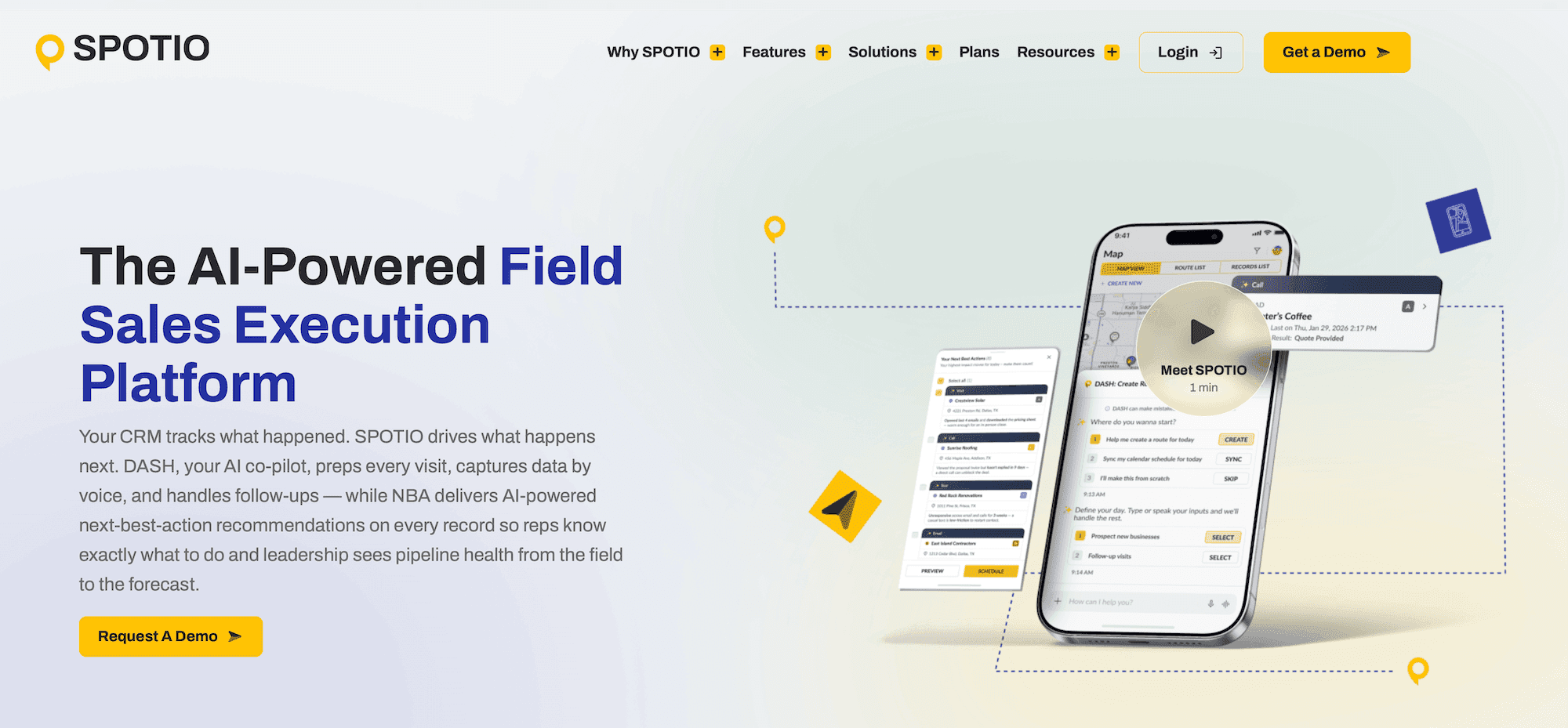 SPOTIO homepage: The AI-Powered Field Sales Execution Platform