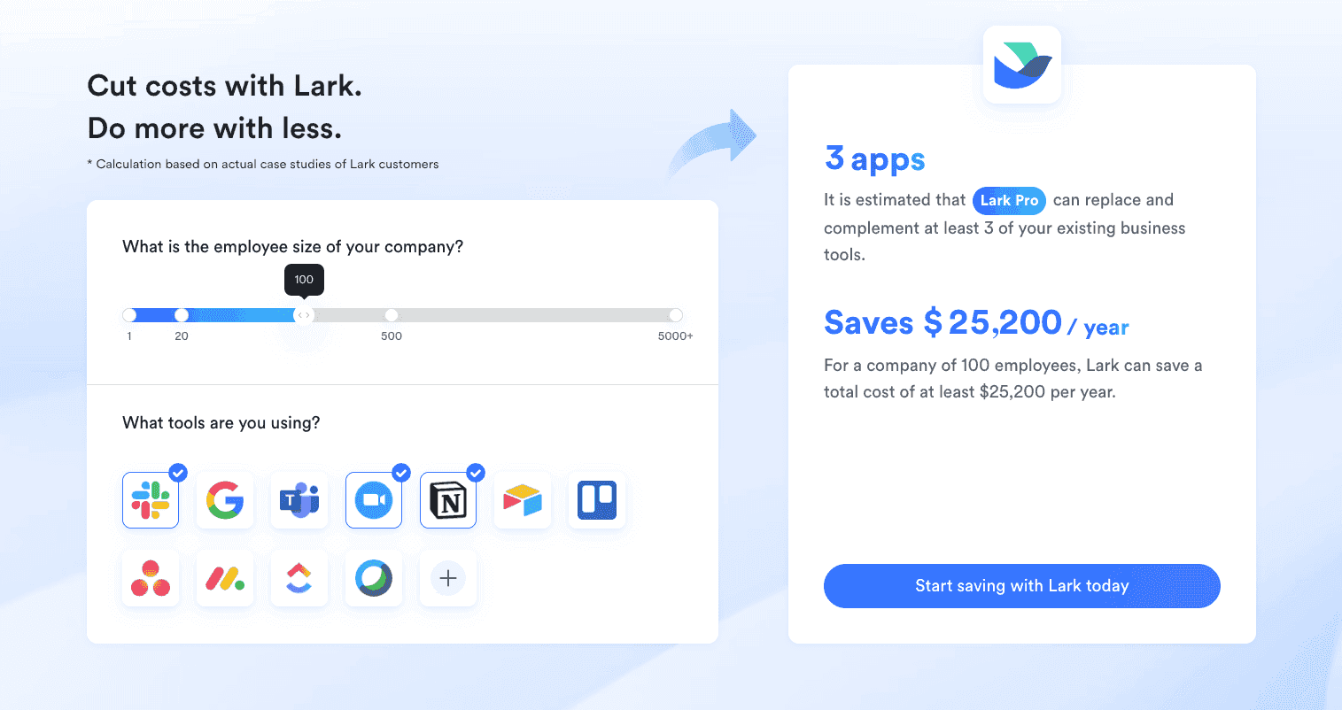 Lark's savings calculator