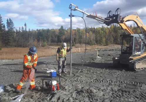 Field team conducting tailings work at the Beaver site in Ontario.
