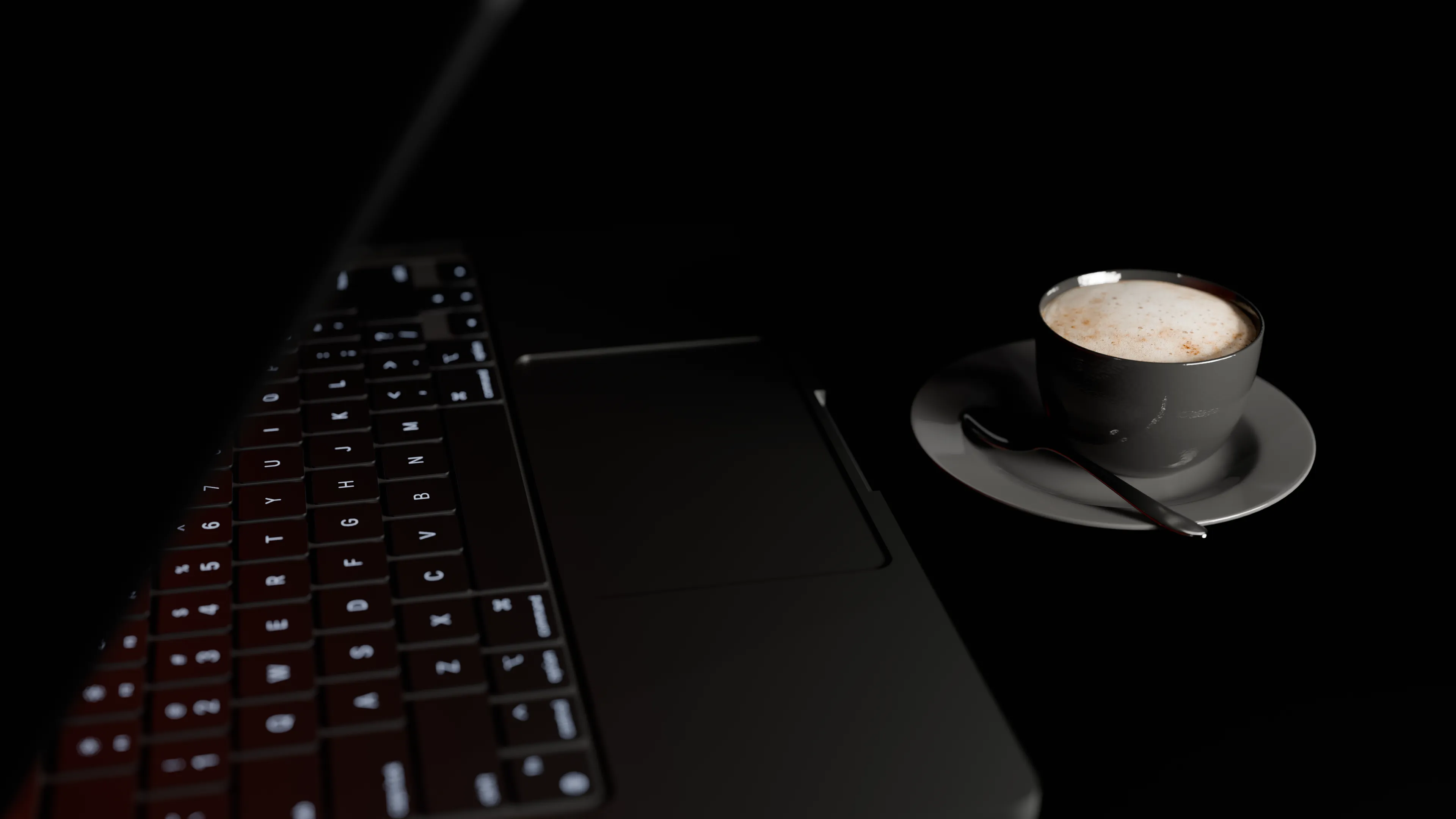 Mock-up 3D Blender d'un ordinateur et d'une tasse de café