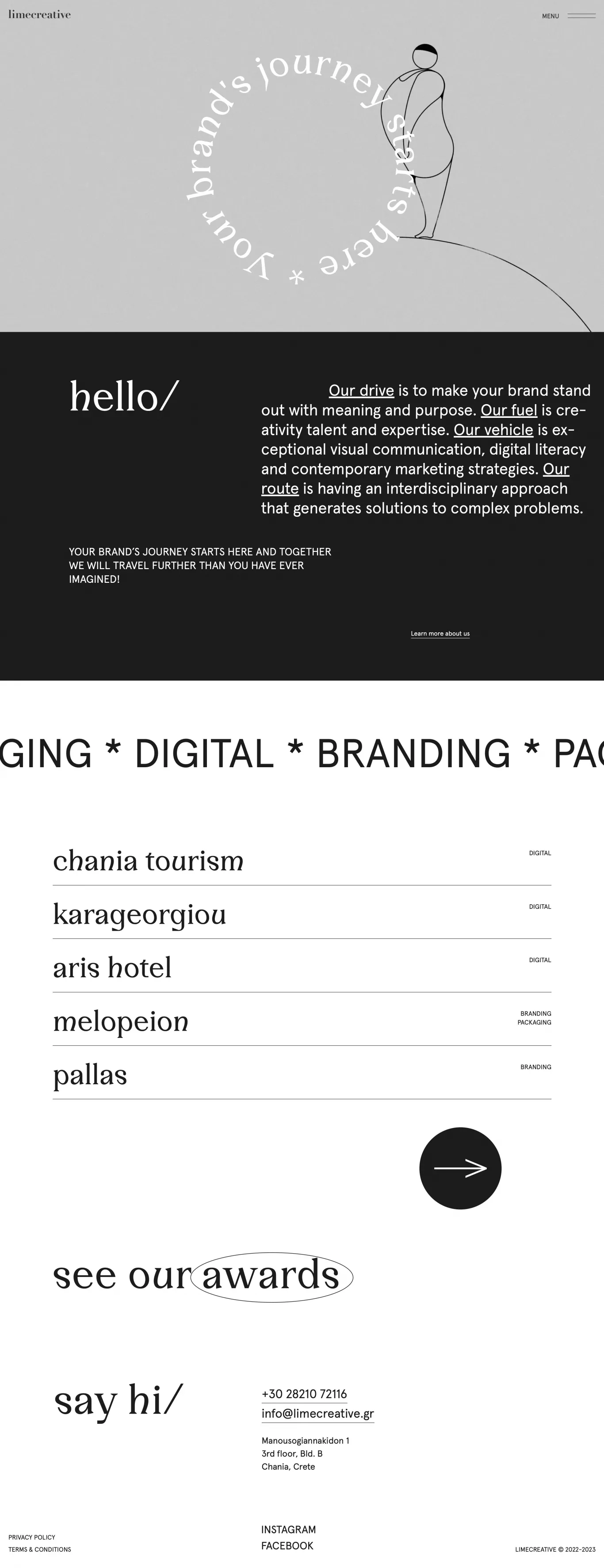 Web design and Branding Services in Cret portfolio page screenshot showcasing Design and Tech design