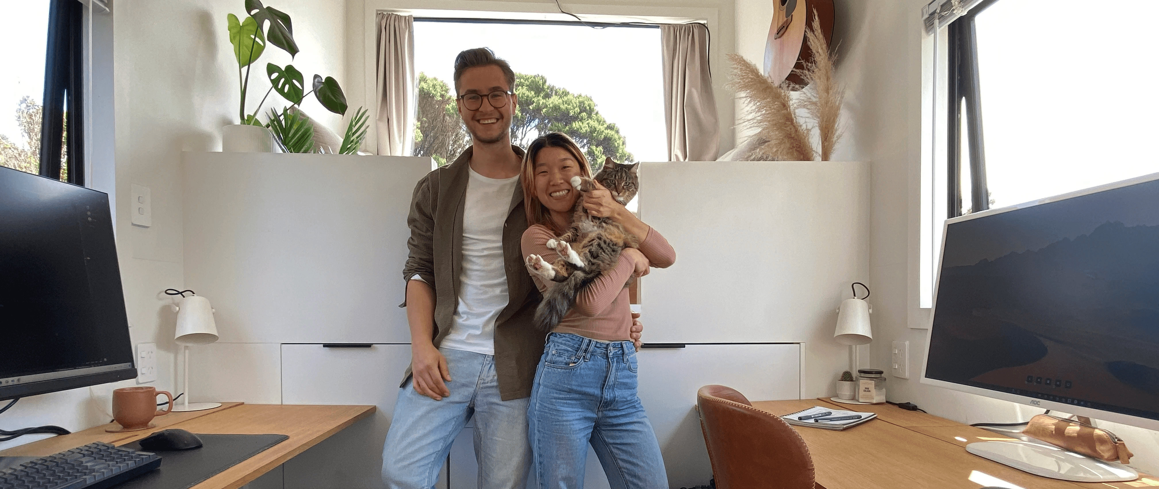 Laurin & Eujenne's office in their DIY tiny house!