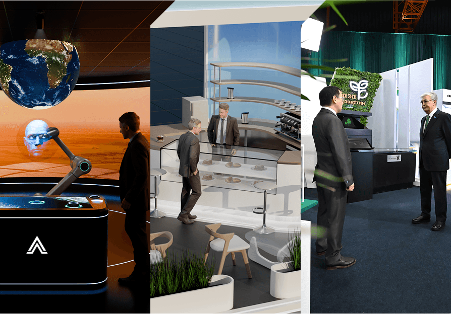 Two men discuss a project while standing at a laptop in an office.