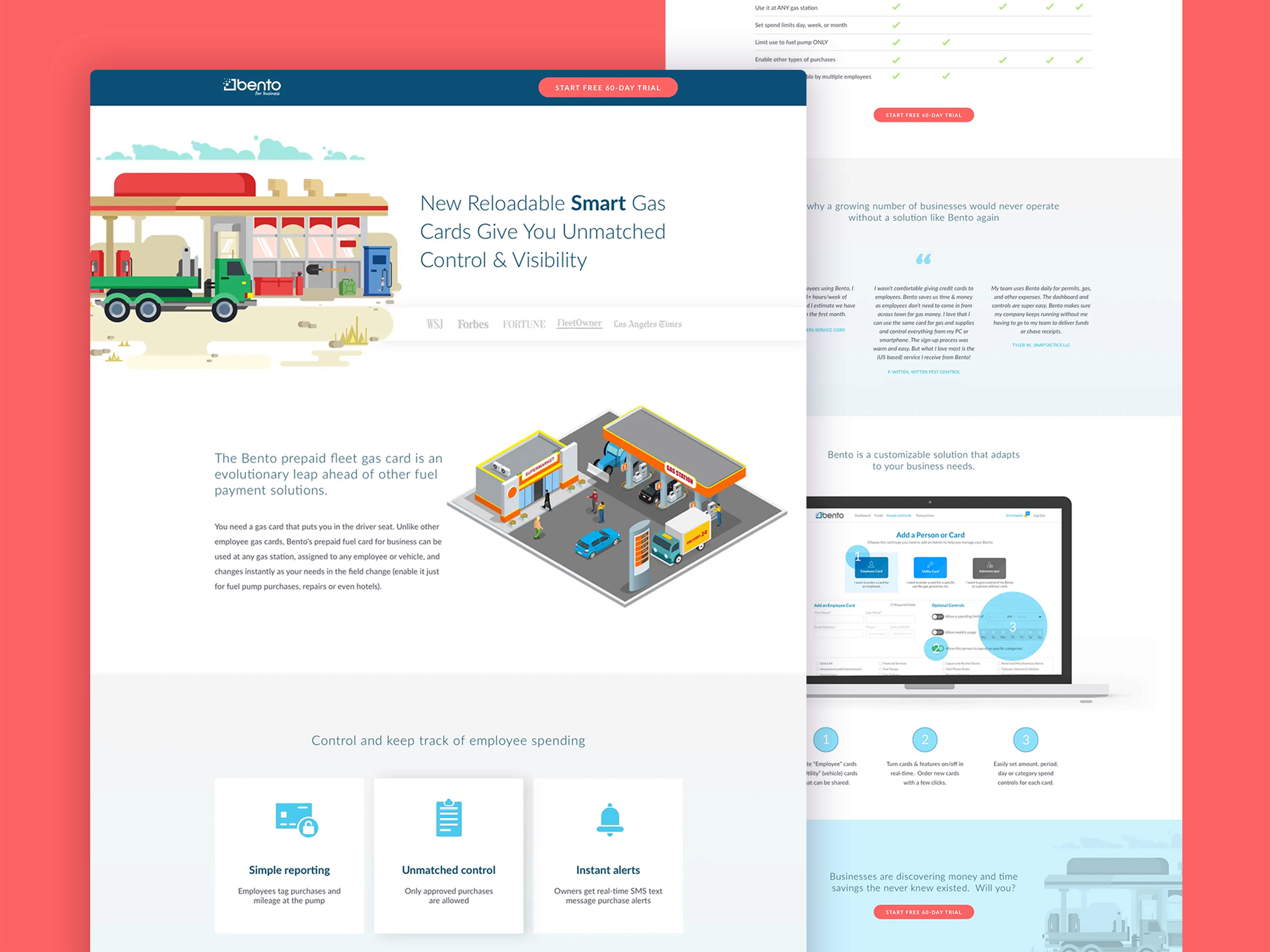 Bento for Business gas card landing page mockup by Olivia Ross