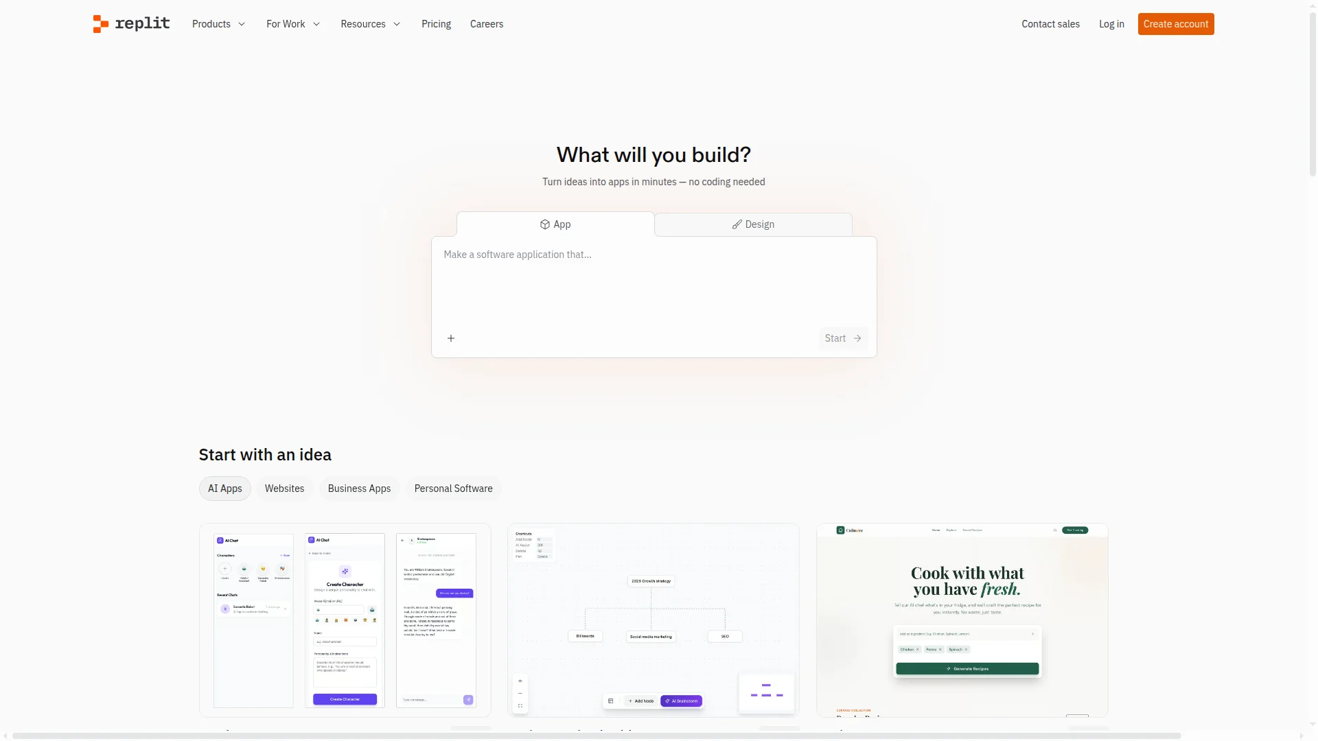 Replit Agent interface showing the AI-powered development environment with code generation and deployment tools