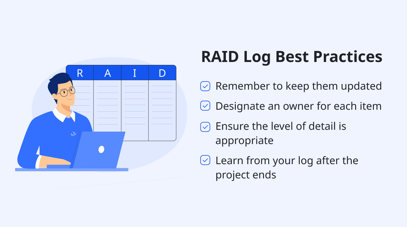 A list of RAID log best practices