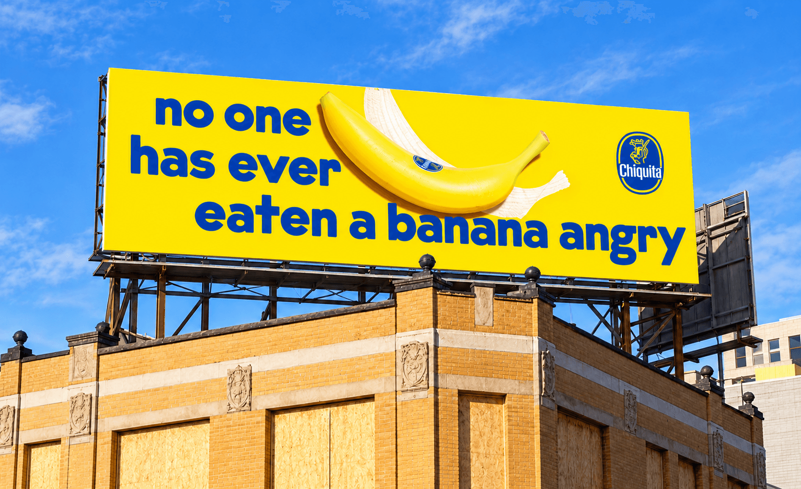 No one eaten banana angry building billboard