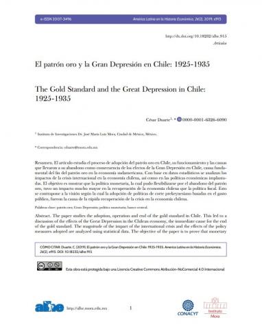El patrón oro y la Gran Depresión en Chile: 1925-1935