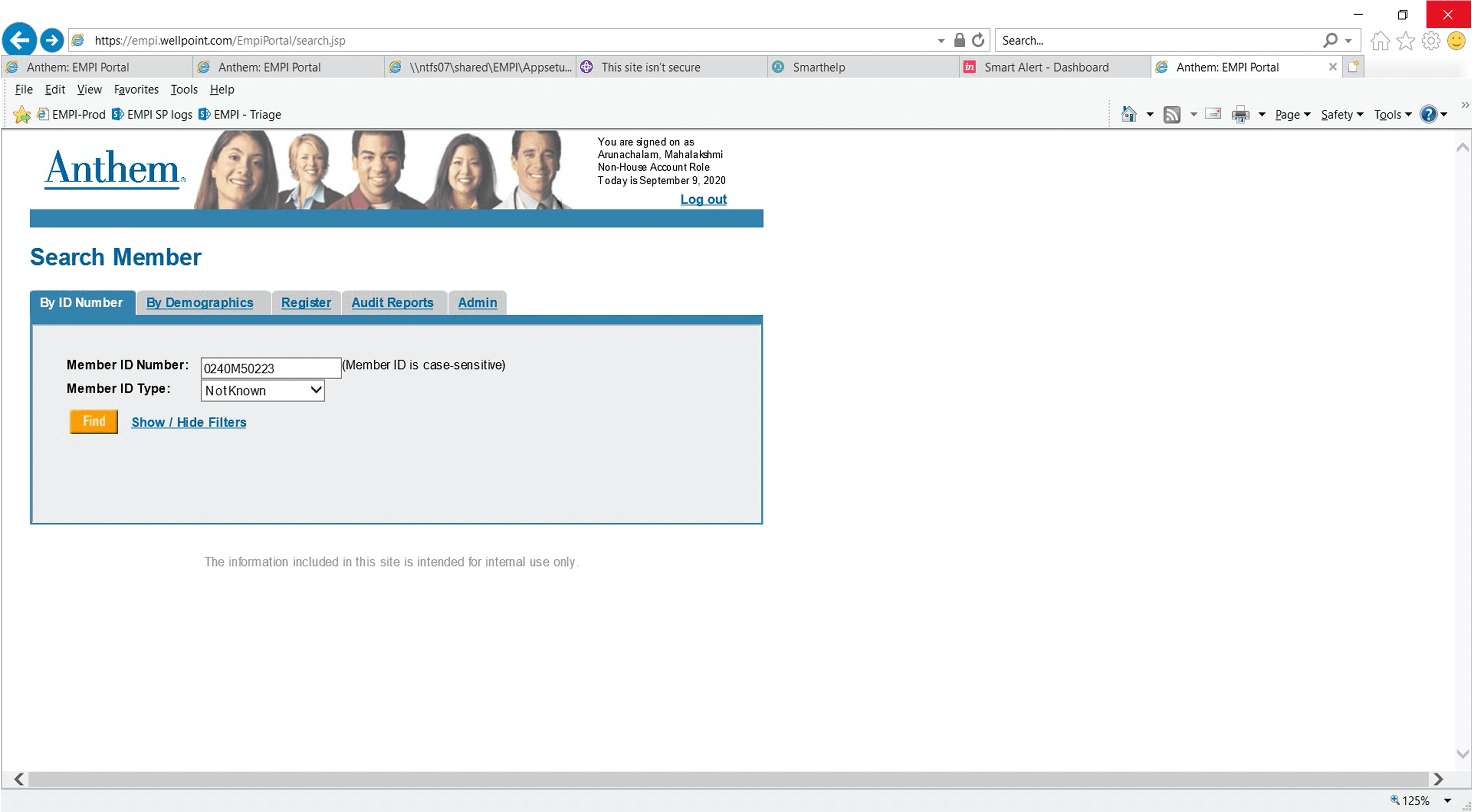 Updated screen showing annotated membersearch