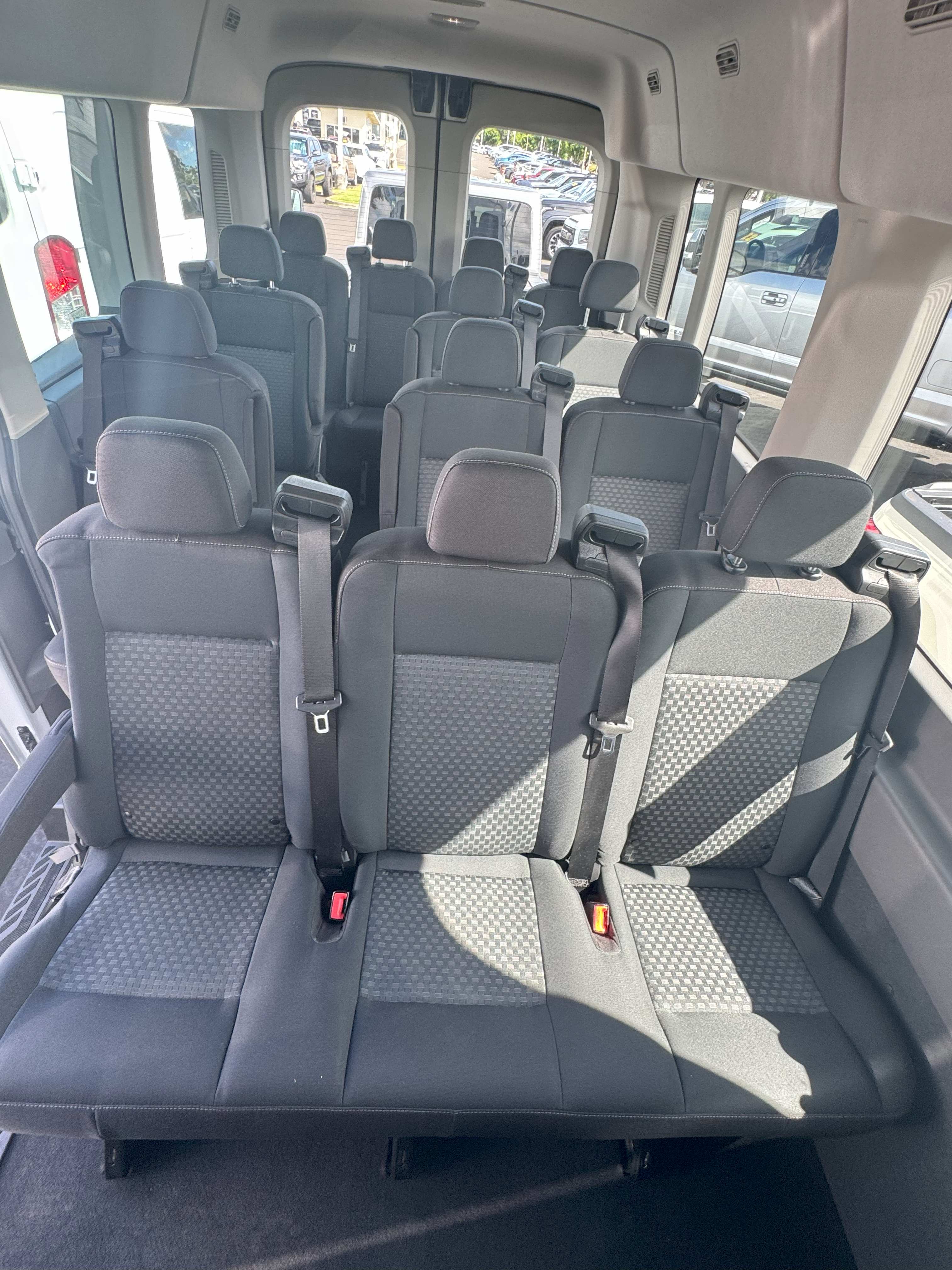 White Ford Transit XLT 15 Passenger Van Hawaii Big Island Sunset For Rent