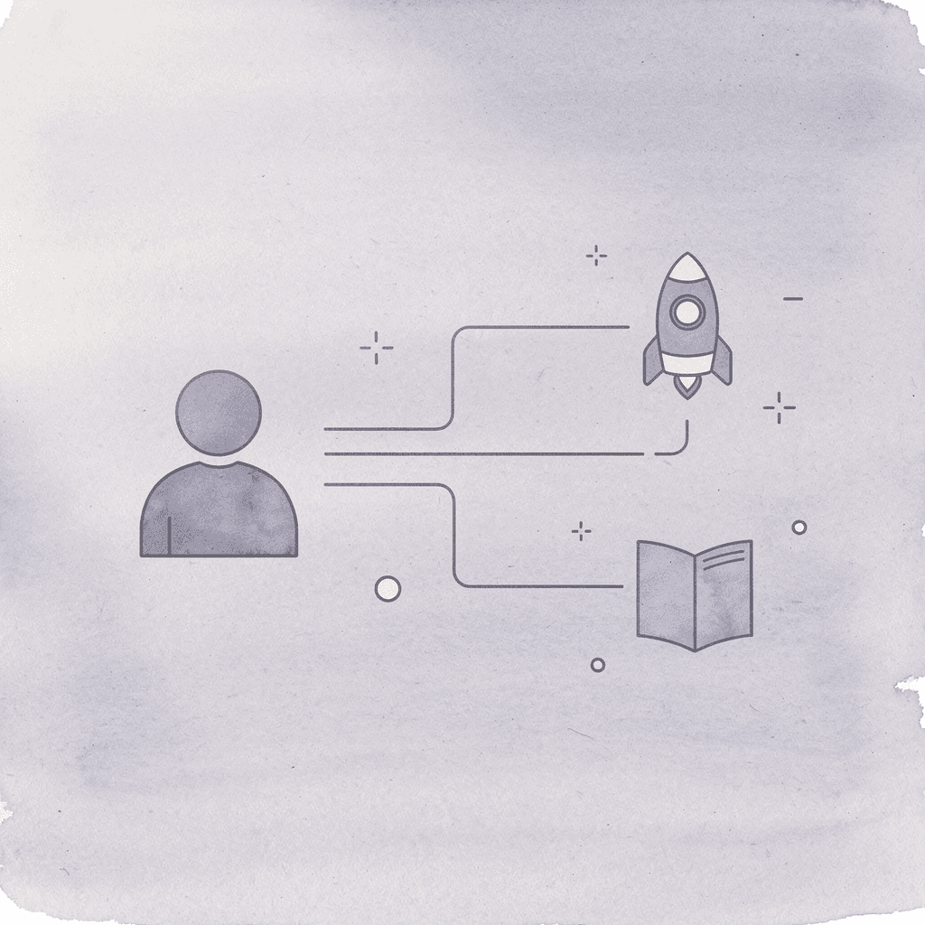 Icon showing a question mark splitting into two distinct placement paths