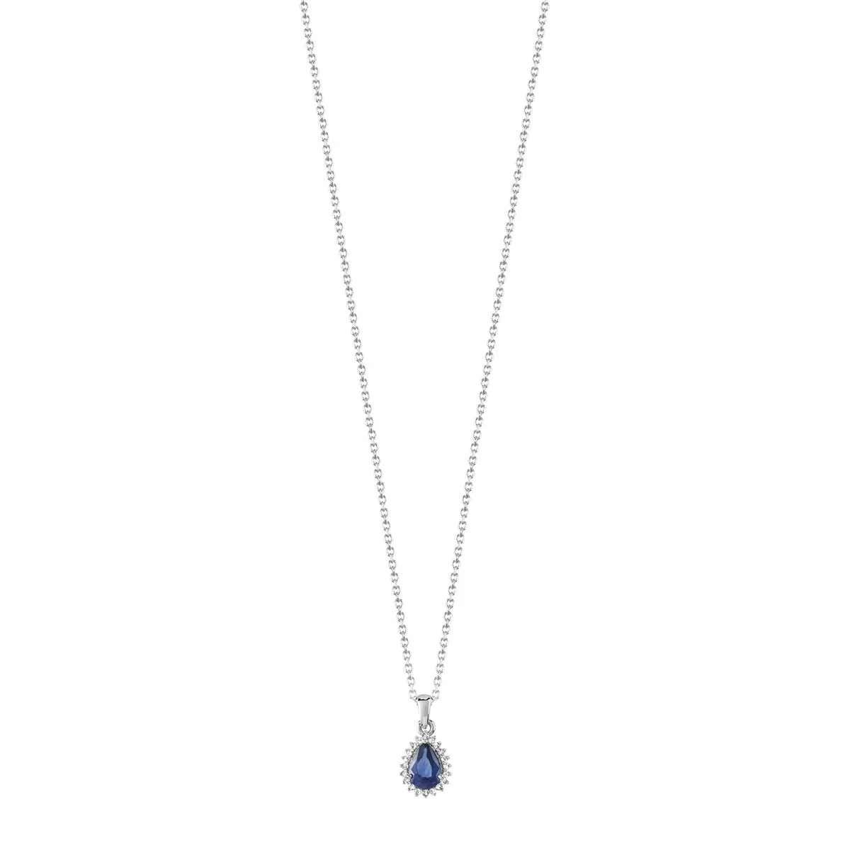 Collier en or blanc 750 serti de diamants et saphirs