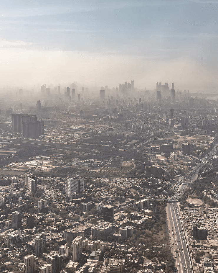 hazy view over a city