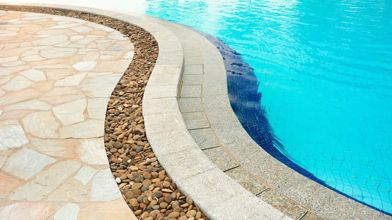 Beautiful luxury wooden pool deck 