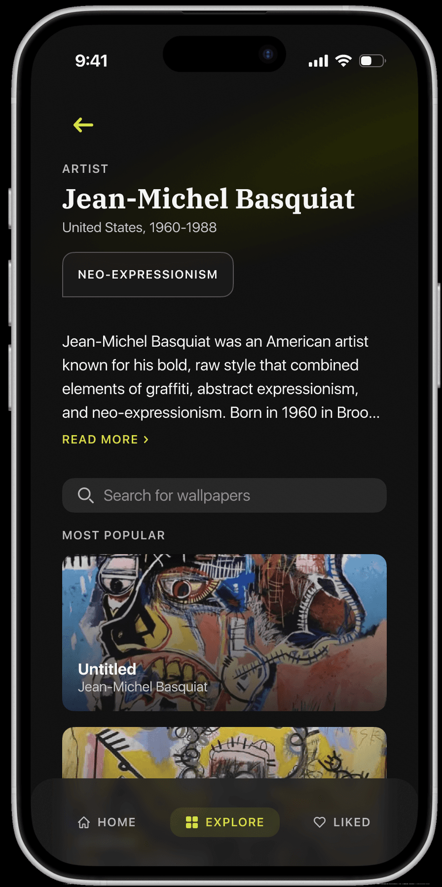 Wallpaper app single artist