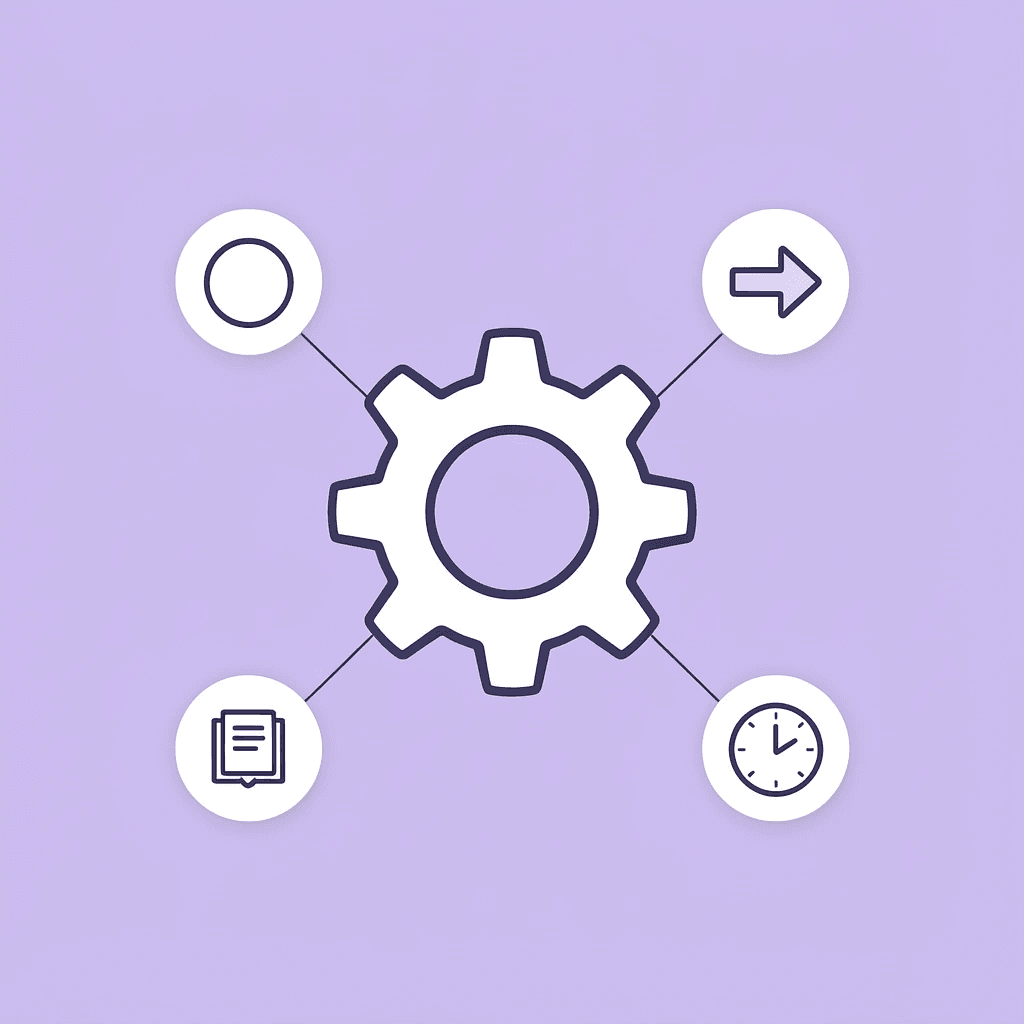 Central AI agent icon connected to multiple workflow and business system icons