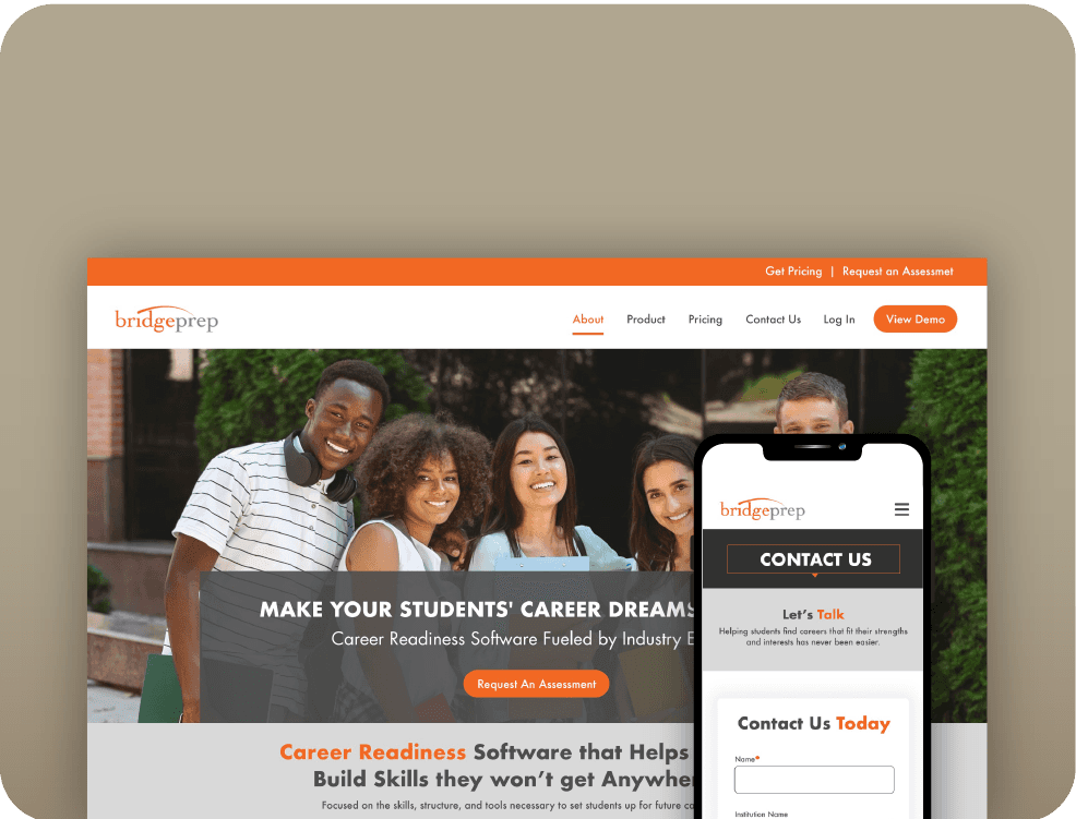 BridgePrep web design thumbnail