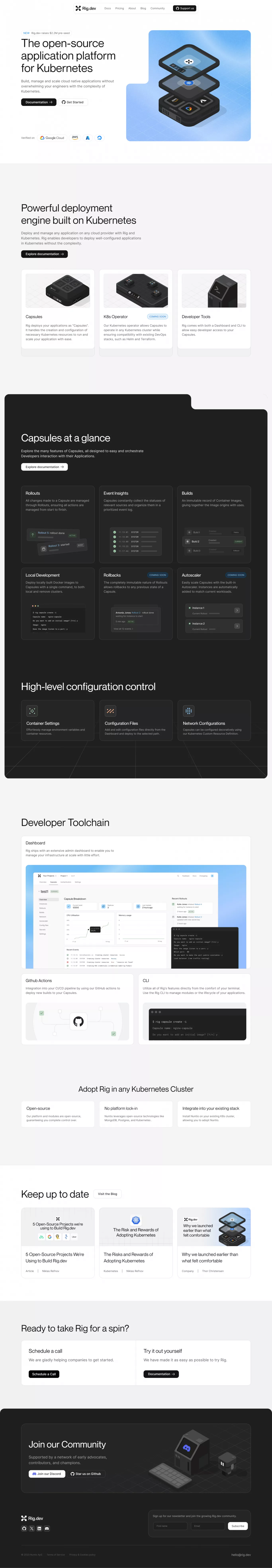 Rig.dev landing page screenshot showcasing Tech design