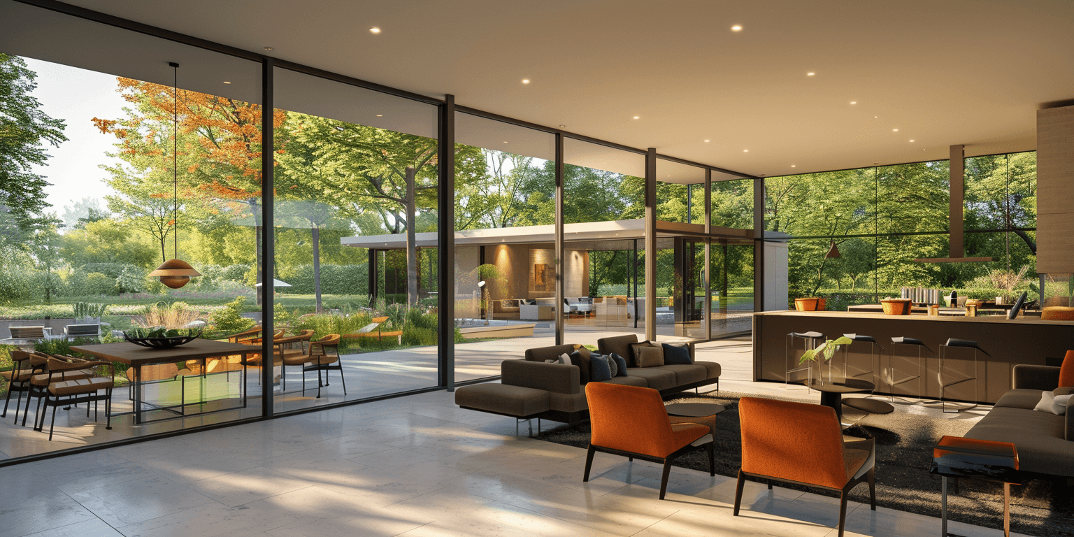 Modern interior with large windows