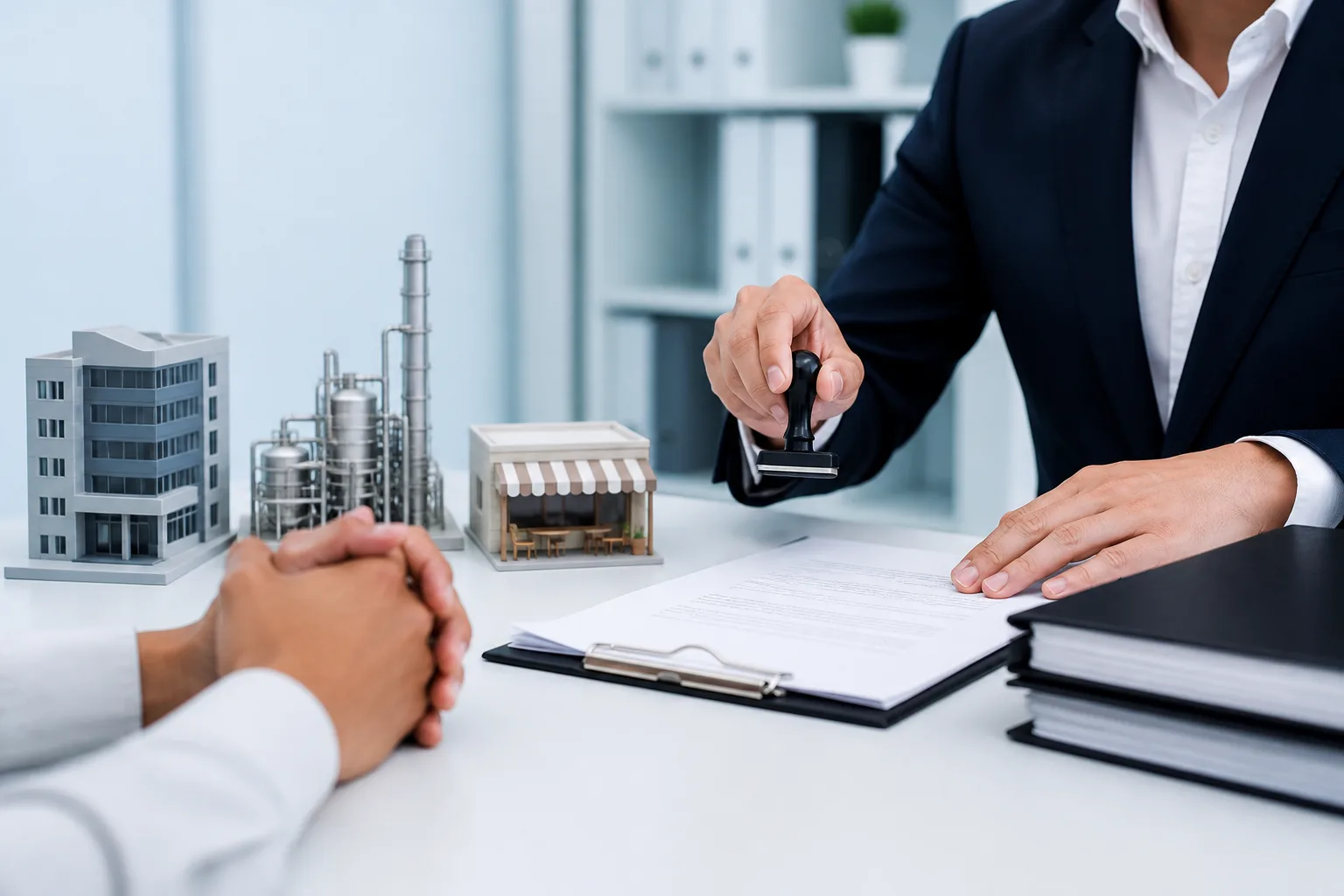 External Approvals in Dubai beside a Dubai trade license document and a modern office building