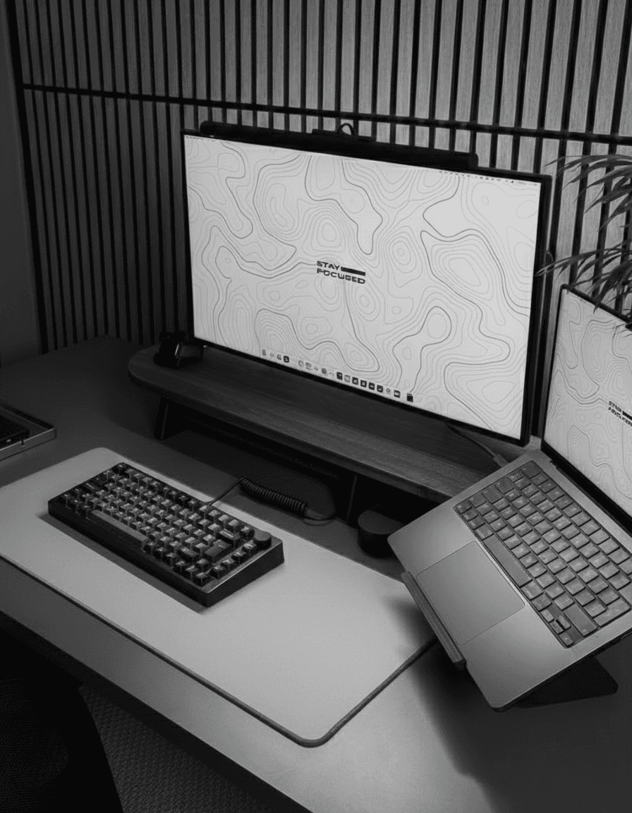 Portrait of portfolio creator – back view