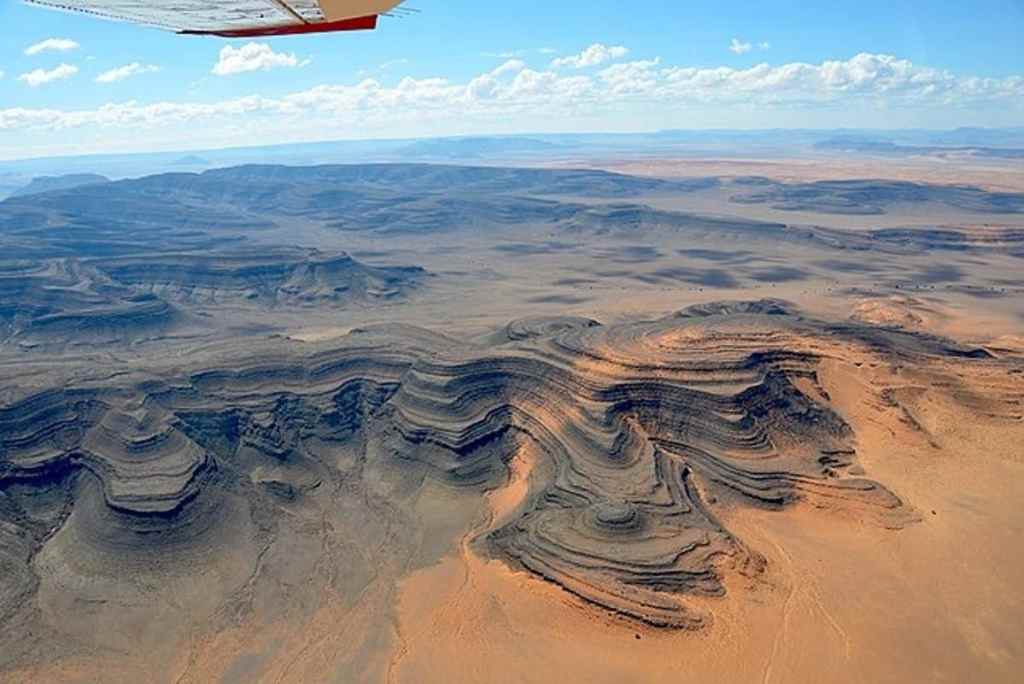 View of Tsau Khaeb Sperrgebiet National Park from plane window, Namibia
