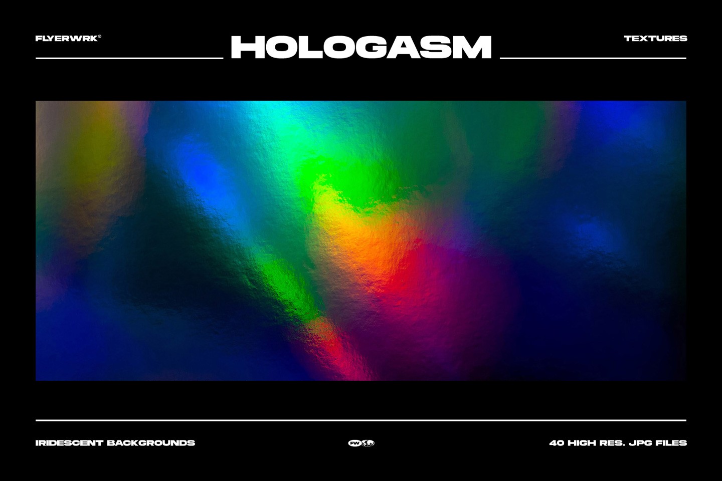 Hologasm iridescent backgrounds wide texture with a mesmerizing rainbow spectrum and dark atmospheric lighting