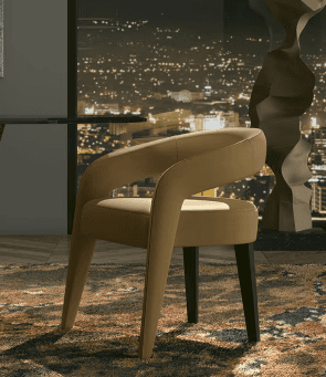 elegant chair in an urban atmosphere with view on a big city