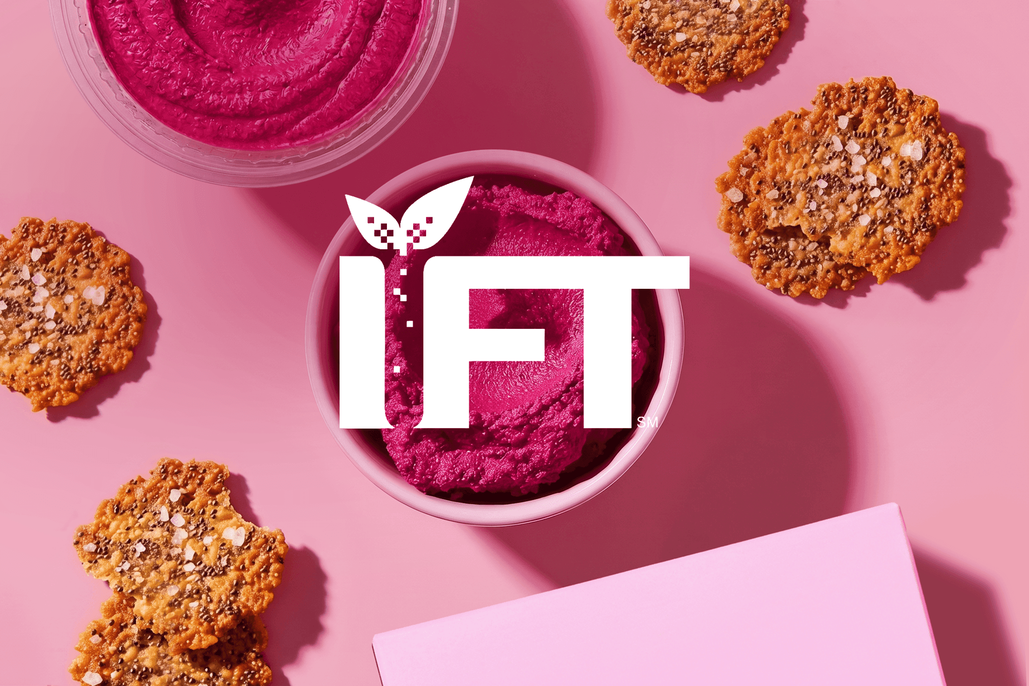 Nextin Food Trend Forecast cover. Nextin logo. Exclusive insights for the food industry. Nextin Food Trend Forecast in partnership with IFT. Fresh data. Future insights. Looking forward. Image of ingredients focused on a bowl of vivid pink powder alongside cookie crisps made with ancient grains.