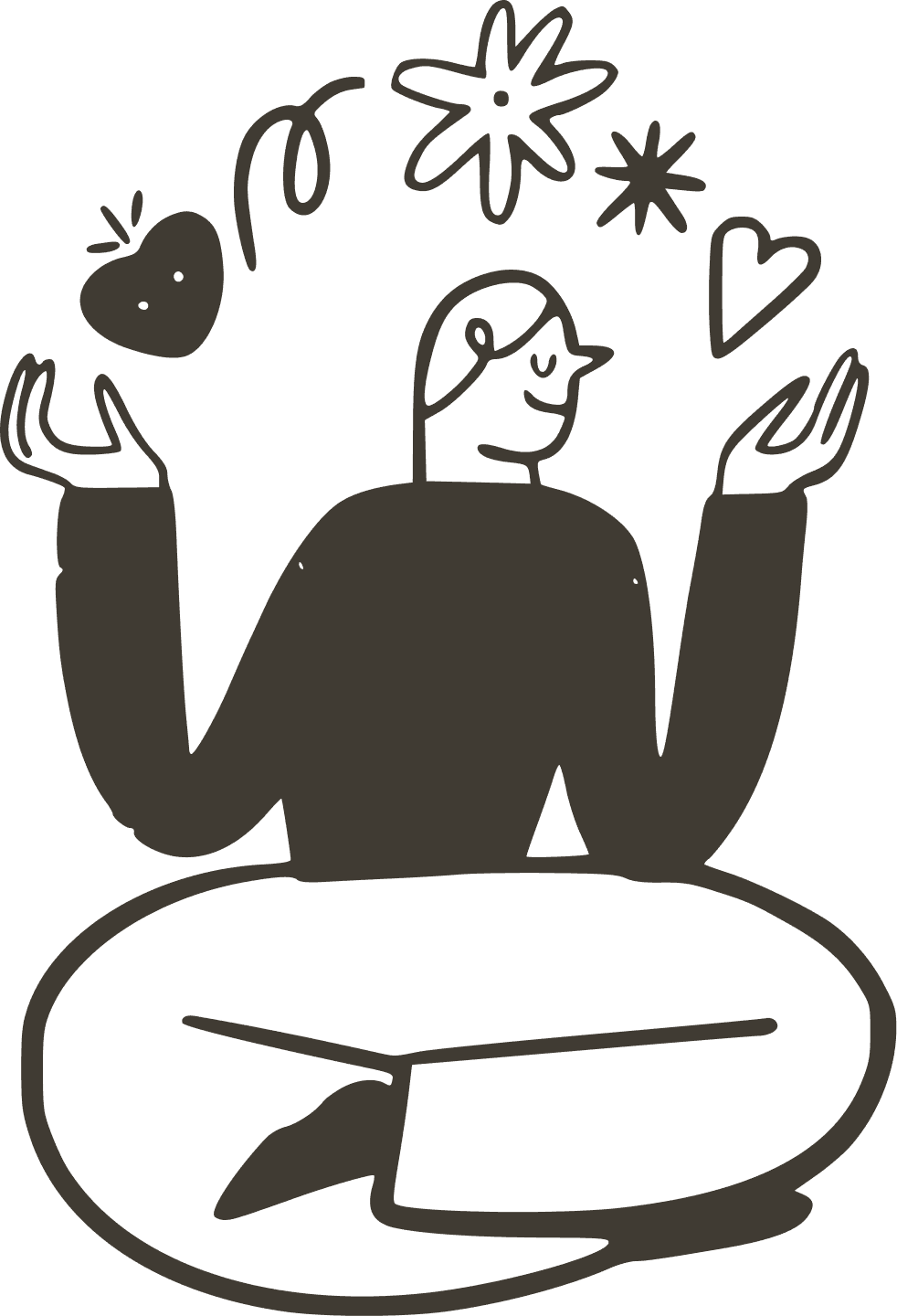 a person sitting in a circle with hands up