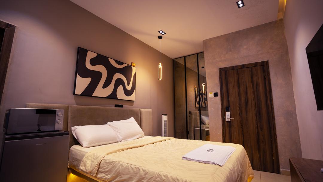 Stylish living area at Urban Suites, serviced shortlet apartment in Surulere, Lagos