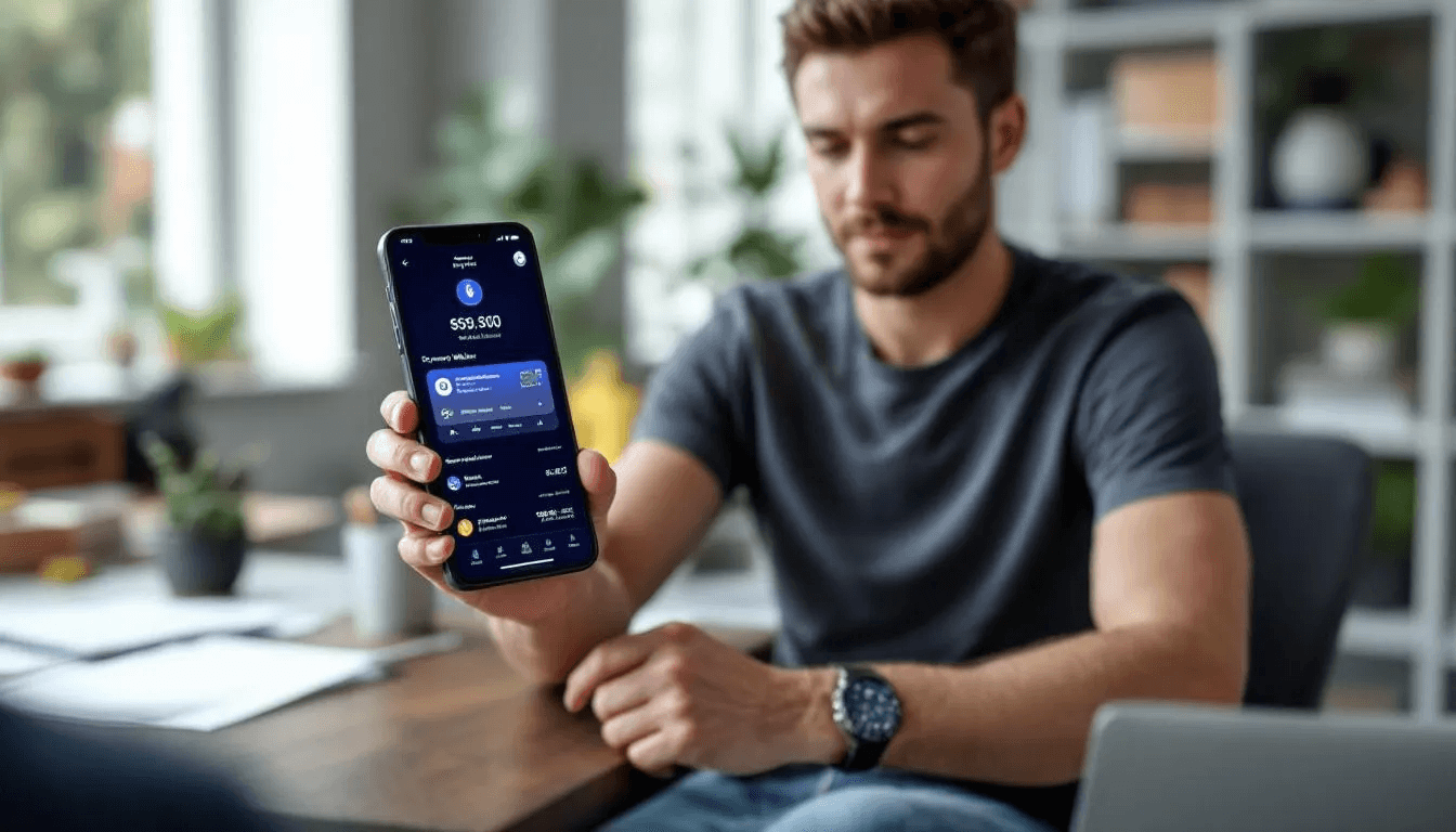 A person is holding a smartphone displaying the interface of a crypto wallet app, which emphasizes the benefits of self custody and the importance of managing private keys for secure transactions. This image illustrates the concept of financial sovereignty, allowing individuals to have complete control over their digital assets without relying on third-party custodians.