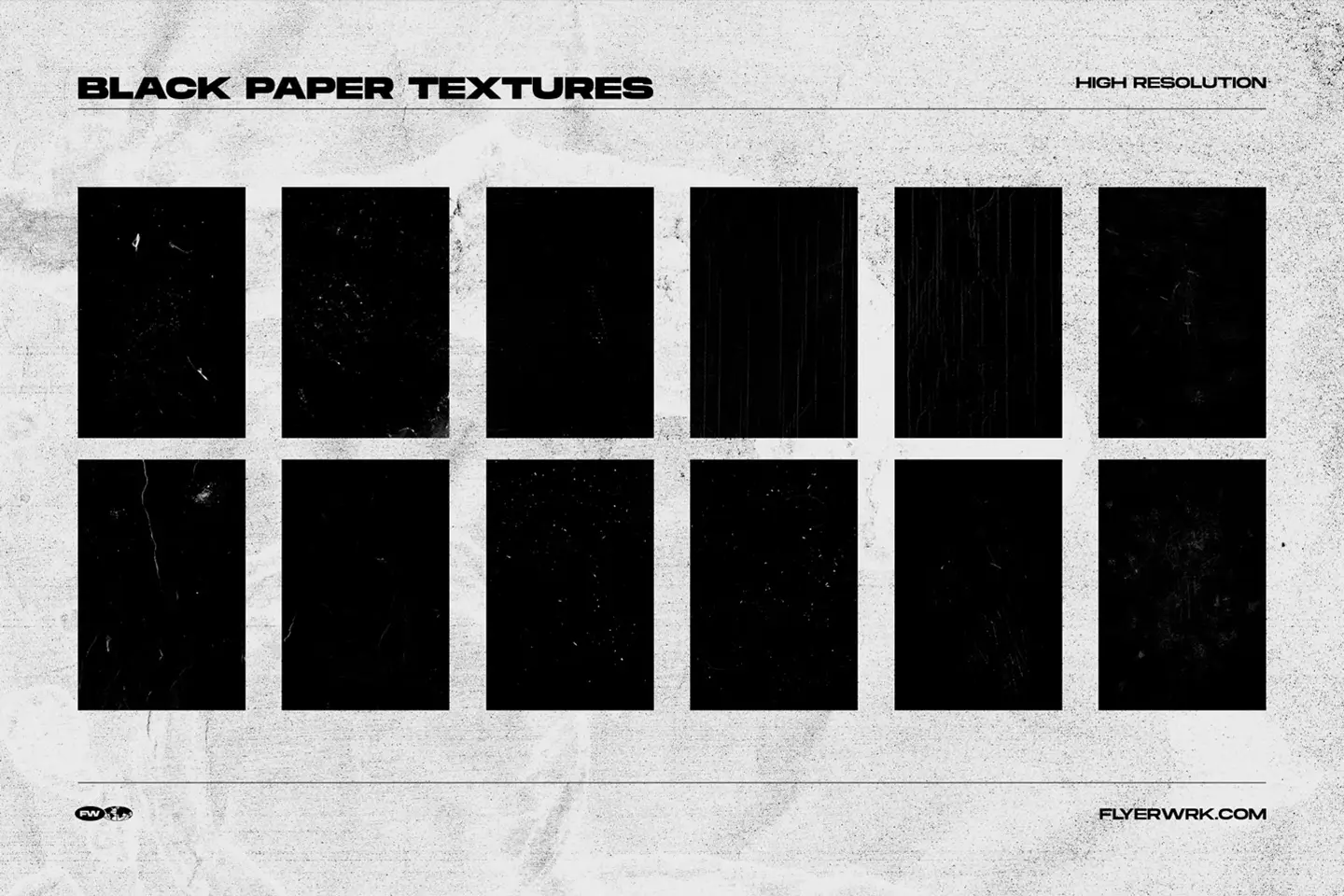 Collection preview of black grunge paper textures for posters and distressed layouts