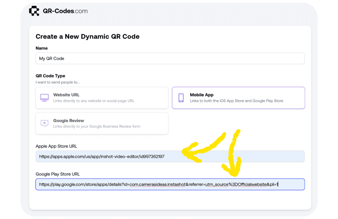 How to link two apps to one QR Code | QR-Codes.com