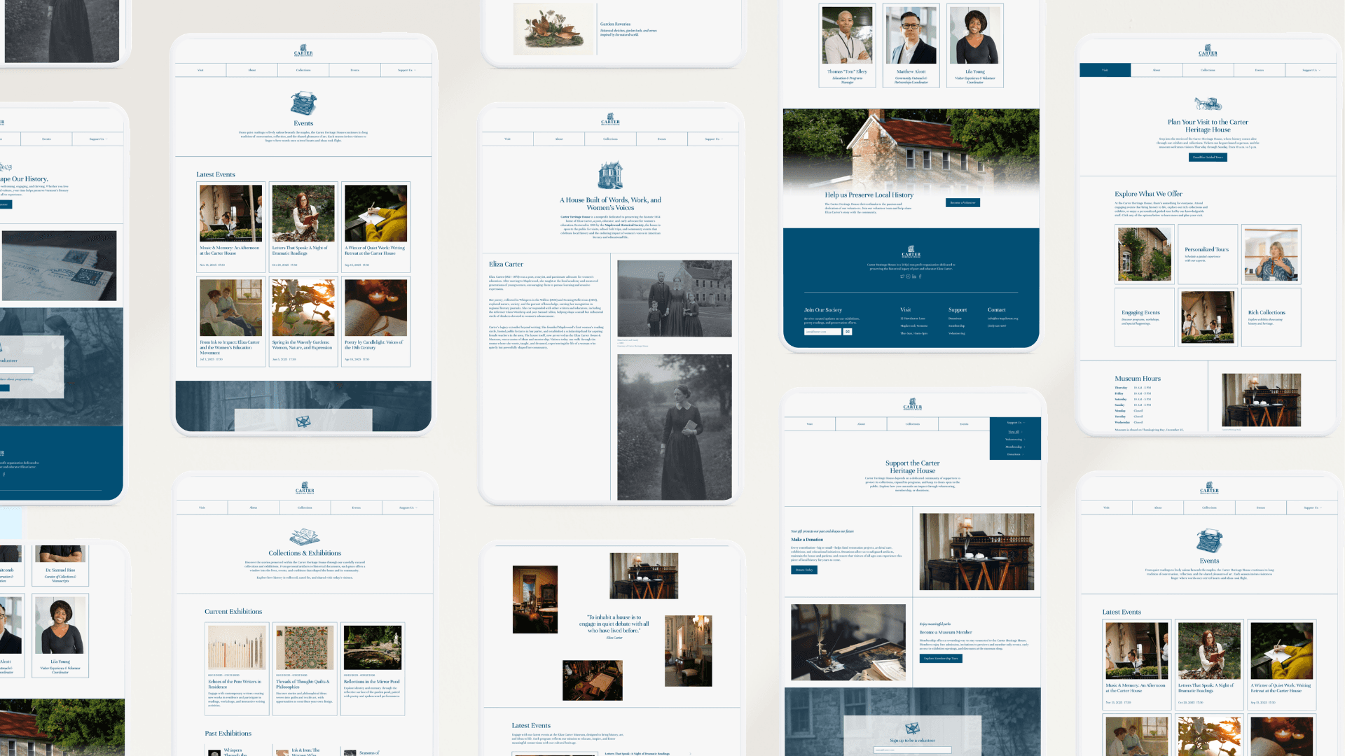 A collection of webpage screenshots
