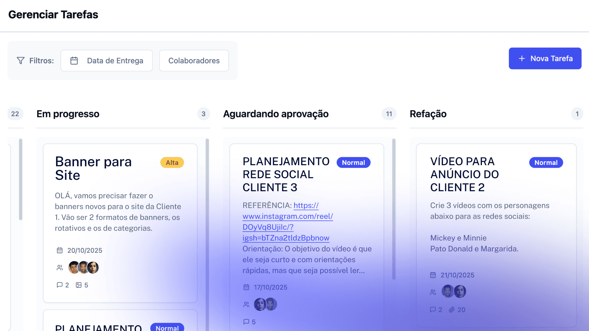 TELA TAREFAS BLUE VISIONN