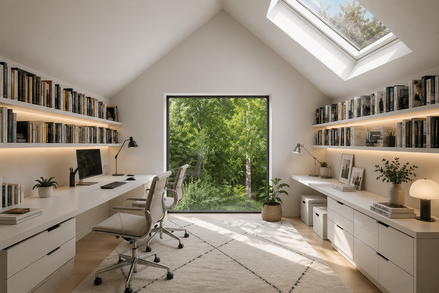 Transformation d'un ancien garage en bureau contemporain réalisée par Karbone Architectes à Montpellier. Ce projet de rénovation illustre comment transformer un garage en pièce habitable afin de créer un espace de télétravail lumineux, confortable et parfaitement intégré à la maison existante. L'aménagement comprend une isolation complète, de grandes ouvertures favorisant la lumière naturelle, des bibliothèques sur mesure, des rangements intégrés et un mobilier adapté à un usage quotidien. Transformer un garage est une solution efficace pour agrandir une maison sans construire d'extension, augmenter la surface habitable et valoriser durablement son patrimoine immobilier. Architecte spécialisé dans la transformation de garage en chambre, bureau ou suite parentale, l'agrandissement de maison, la rénovation complète, les extensions, les surélévations, les permis de construire et les projets sur mesure à Montpellier, Castelnau-le-Lez, Clapiers, Mauguio, Lattes, Saint-Gély-du-Fesc et dans tout l'Hérault. Architecture intérieure, optimisation des espaces, rénovation énergétique, conception sur mesure et valorisation du patrimoine existant.