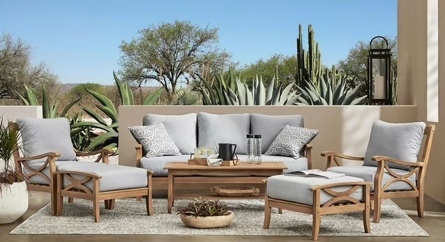 Sunbrella Catalina six piece teak deep seating set