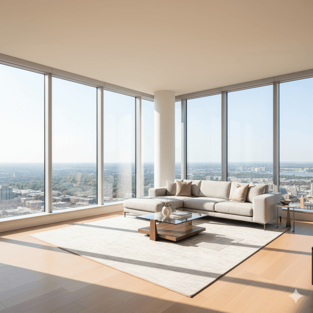 Spacious 3-side open apartment living room, Gurgaon