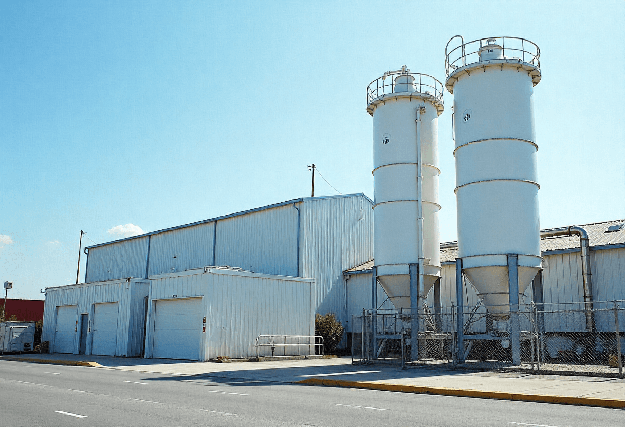A man stands while two people sit at a table in an office setting, smiling and engaged in conversation. The mood is friendly and collaborative.