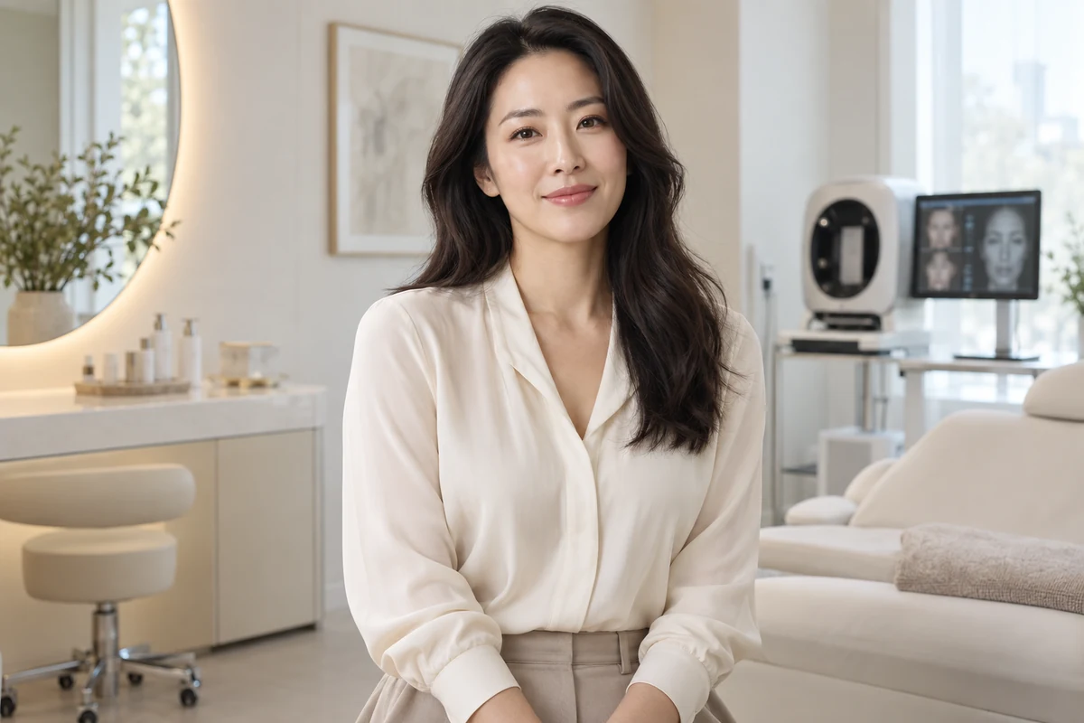 Asian woman in her thirties with luminous skin