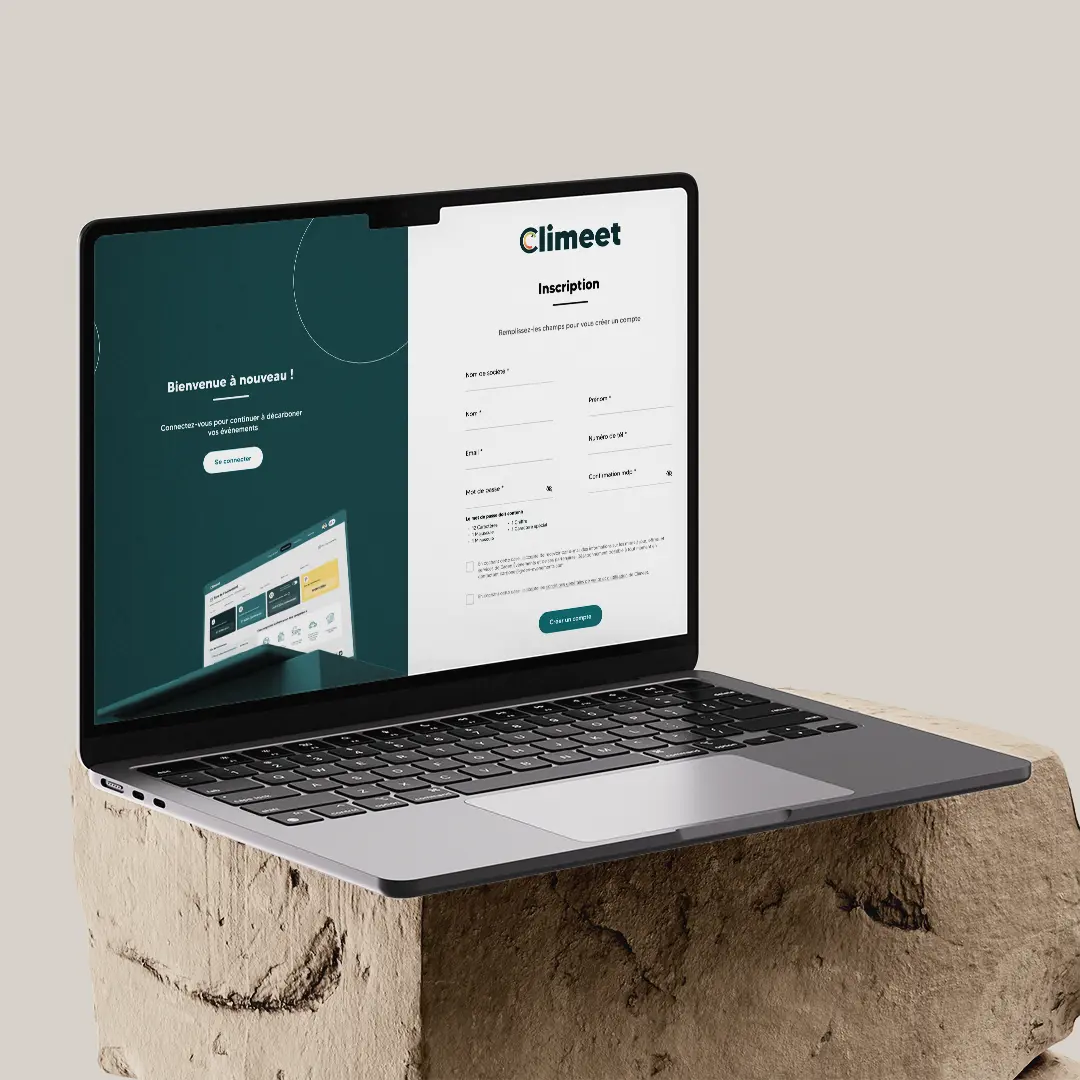 Mockup page d'inscription climeet