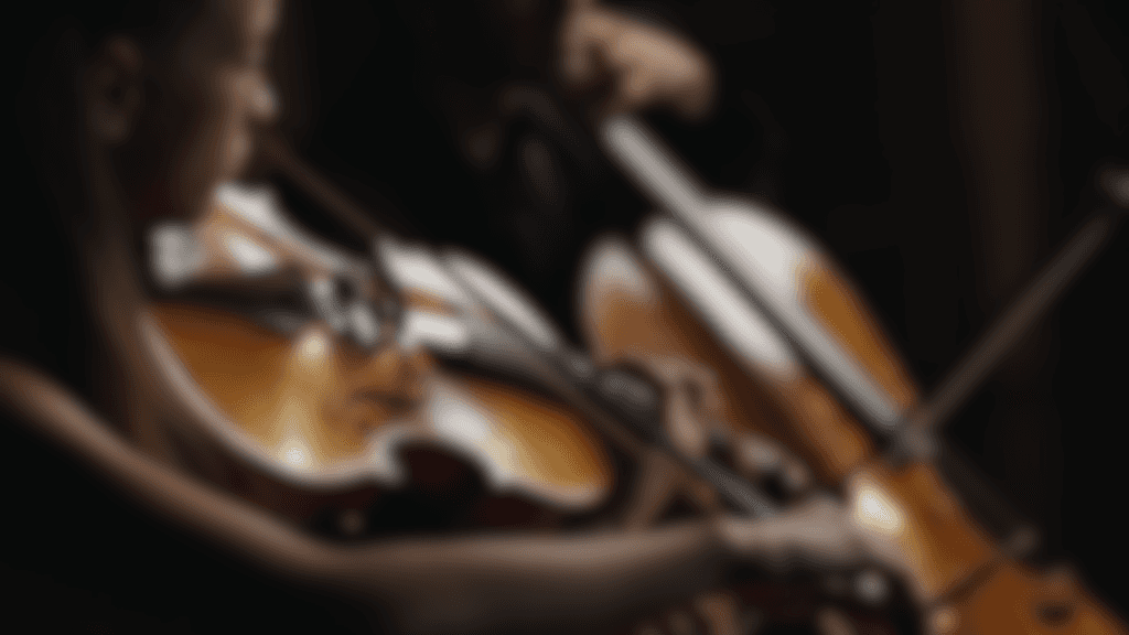 Picture of a violin and violoncello player, standing for "Music Videos"