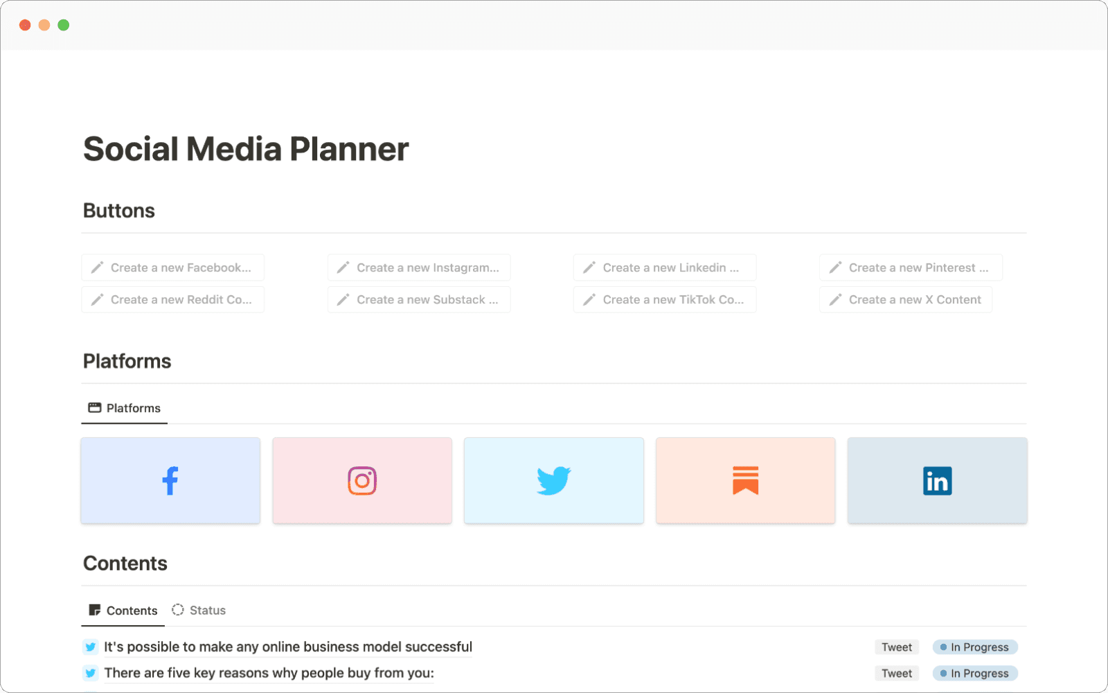 Notion Social Media Planner Template