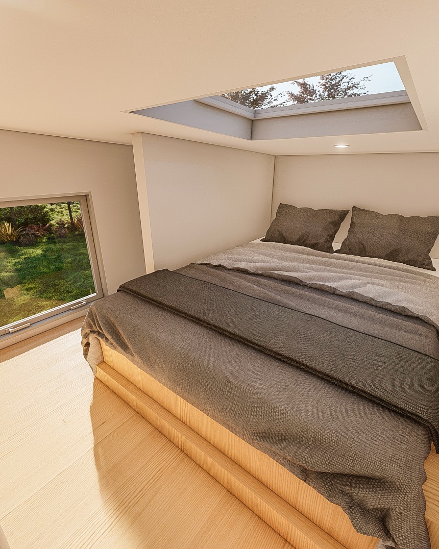 Double Trouble 7m/24ft tiny house master bedroom